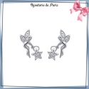 Boucles d'oreilles pendantes fée avec étoile argent et zirconiums