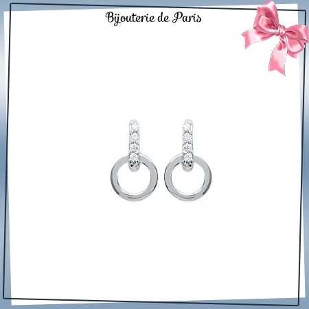 Boucles d'oreilles anneau argent et zirconiums