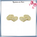 Boucles d'oreilles coeurs zirconiums plaqué or