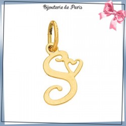 Pendentif initiale S et coeur or 18 carats