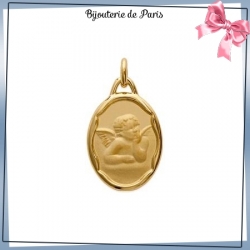 Médaille ange Raphaël ovale plaqué or
