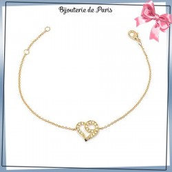 Bracelet coeurs zirconiums en plaqué or 