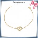 Bracelet coeurs zirconiums en plaqué or