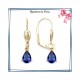 Boucles d'oreilles dormeuses gouttes bleu saphir plaqué or 