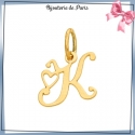 Pendentif initiale K et coeur or 18 carats