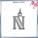 Pendentif initiale N argent et zirconiums