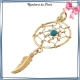 Pendentif attrape-rêves plaqué or et turquoise