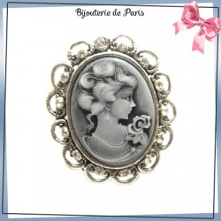 Bague camée bleu avec strass 