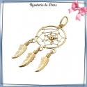 Pendentif attrape-rêves plaqué or 3 plumes