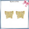 Boucles d'oreilles papillon zirconiums plaqué or