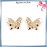 Boucles d'oreilles papillon zirconiums plaqué or