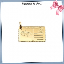 Pendentif carte postale Martinique plaqué or 