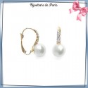Boucles d'oreilles brisures perles en plaqué or et zirconiums