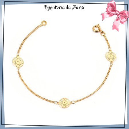 Bracelet filigrane fleur en plaqué or