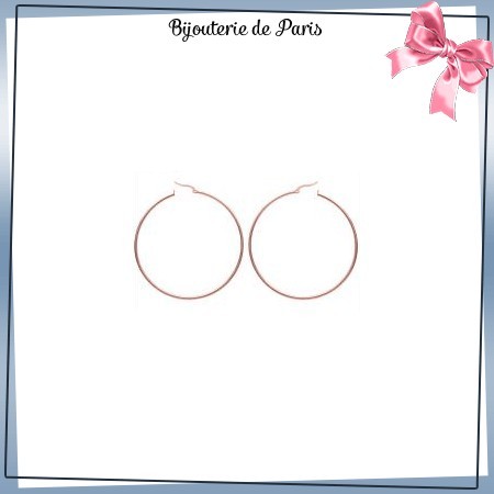 Créoles acier rose - 70 mm - La Bijouterie de Paris