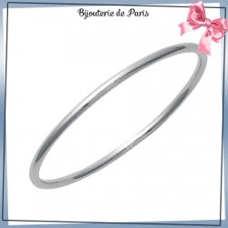 Bracelet jonc acier gris fil rond - 3 MM - 62 MM - La Bijouterie de Paris