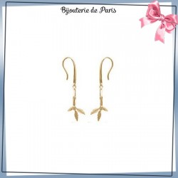 Boucles d'oreilles pendantes attrape-rêves plaqué or, turquoise 3 plumes