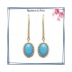 Boucles d'oreilles pendantes Sophie plaqué or et pierre turquoise - La Bijouterie de Paris