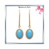 Boucles d'oreilles pendantes Sophie plaqué or et pierre turquoise - La Bijouterie de Paris