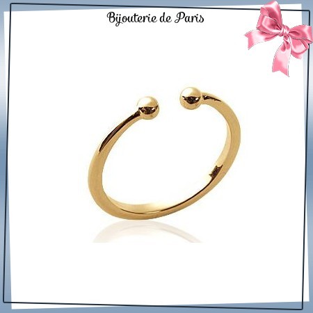 Bague ouverte boules en plaqué or - La Bijouterie de Paris