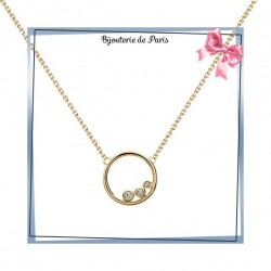 Collier cercle trilogie plaqué or - La Bijouterie de Paris