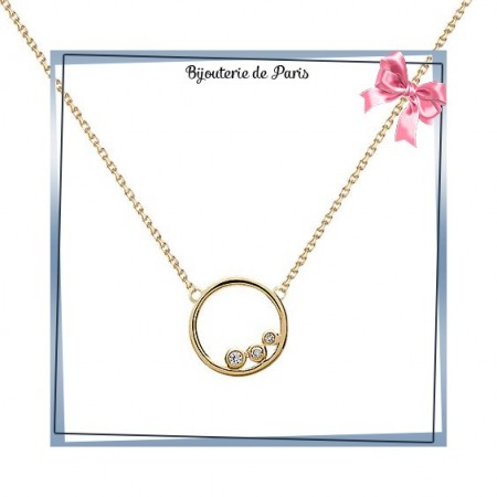 Collier cercle trilogie plaqué or - La Bijouterie de Paris