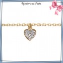 Chaîne cheville maille forçat et coeur de zirconium plaqué or