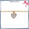 Chaîne cheville maille forçat et coeur de zirconium plaqué or - La Bijouterie de Paris