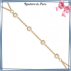 Bracelet-bague 4 pierres en plaqué or et zirconiums - La Bijouterie de Paris