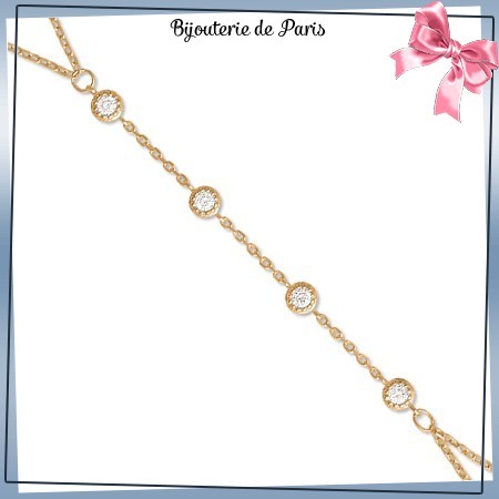 Bracelet-bague 4 pierres en plaqué or et zirconiums - La Bijouterie de Paris