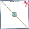 Bracelet pastille bleu turquoise plaqué or - La Bijouterie de Paris