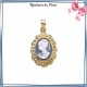 Pendentif camée bleu plaqué or - La Bijouterie de Paris