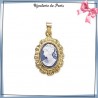 Pendentif camée bleu plaqué or - La Bijouterie de Paris