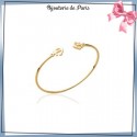 Bracelet jonc ouvert dessus plaqué or 2 ancres