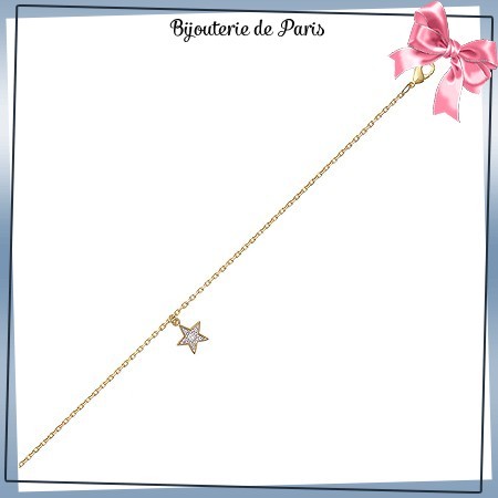 Chaîne cheville maille forçat et étoile de zirconium plaqué or - La Bijouterie de Paris