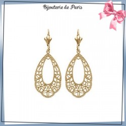 Boucles d'oreilles dormeuses filigrane ovale plaqué or