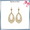 Boucles d'oreilles dormeuses filigrane ovale plaqué or - La Bijouterie de Paris