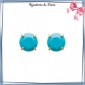 Boucles d'oreilles bleu turquoise plaqué or - 5 MM