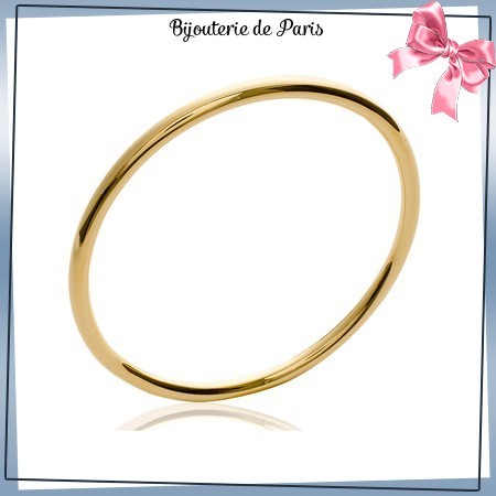 Bracelet jonc plaqué or fil rond - 4 MM - 62 MM - La Bijouterie de Paris