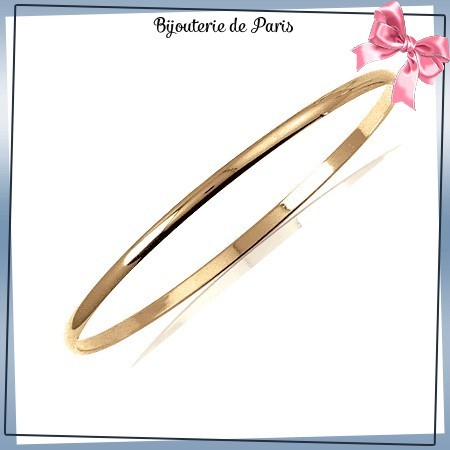 Bracelet jonc plaqué or 1/2 fil rond - 3 MM - 66 MM - La Bijouterie de Paris