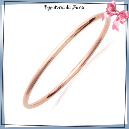 Bracelet jonc plaqué or rose fil rond - 3 MM - 66 MM - La Bijouterie de Paris
