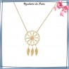 Collier attrape-rêves plaqué or, 3 plumes - La Bijouterie de Paris
