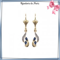 Boucles d'oreilles dormeuses saphir plaqué or
