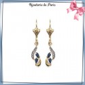 Boucles d'oreilles dormeuses saphir plaqué or