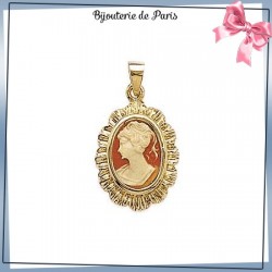 Pendentif camée corail plaqué or - La Bijouterie de Paris