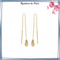 Boucles d'oreilles longues ananas plaqué or