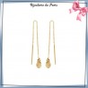 Boucles d'oreilles longues ananas plaqué or - La Bijouterie de Paris