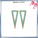 Boucles d'oreilles triangle bleu turquoise plaqué or