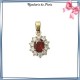 Pendentif marguerite rouge plaqué or - La Bijouterie de Paris