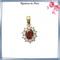 Pendentif marguerite rouge plaqué or - La Bijouterie de Paris
